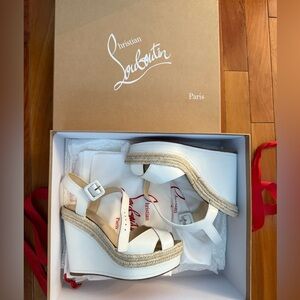 Christian Louboutin Almeria 120 Calf Wedge Sandals - Snow White